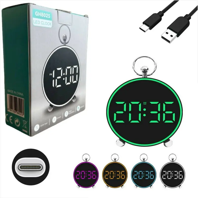 ساعة رقمية LED متعددة الألوان