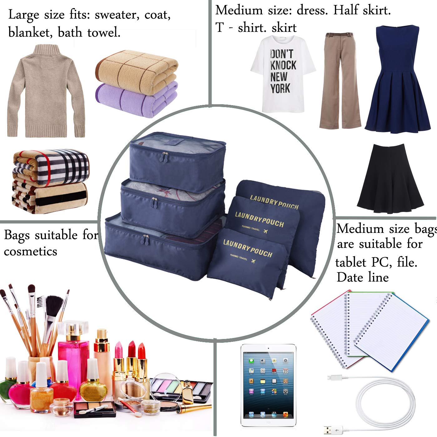 طقم منظم حقائب السفر 6Pcs